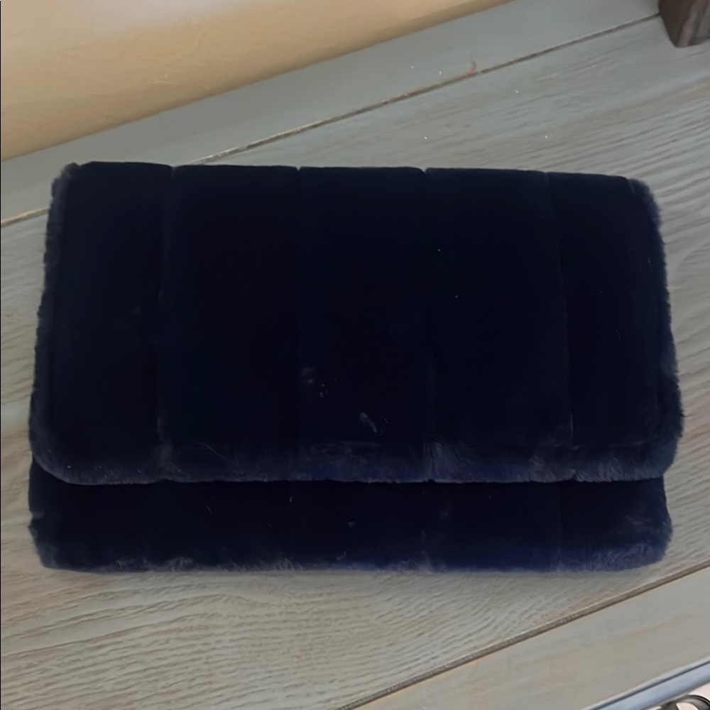 Faux Fur Clutch in Midnight Blue